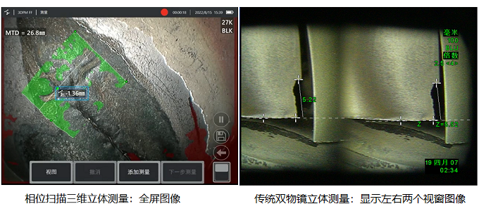 工業(yè)內窺鏡相位掃描三維立體測量是全屏圖像